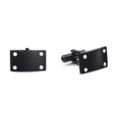 Stainless Steel Rectangle Cufflinks with Black Corner Screws